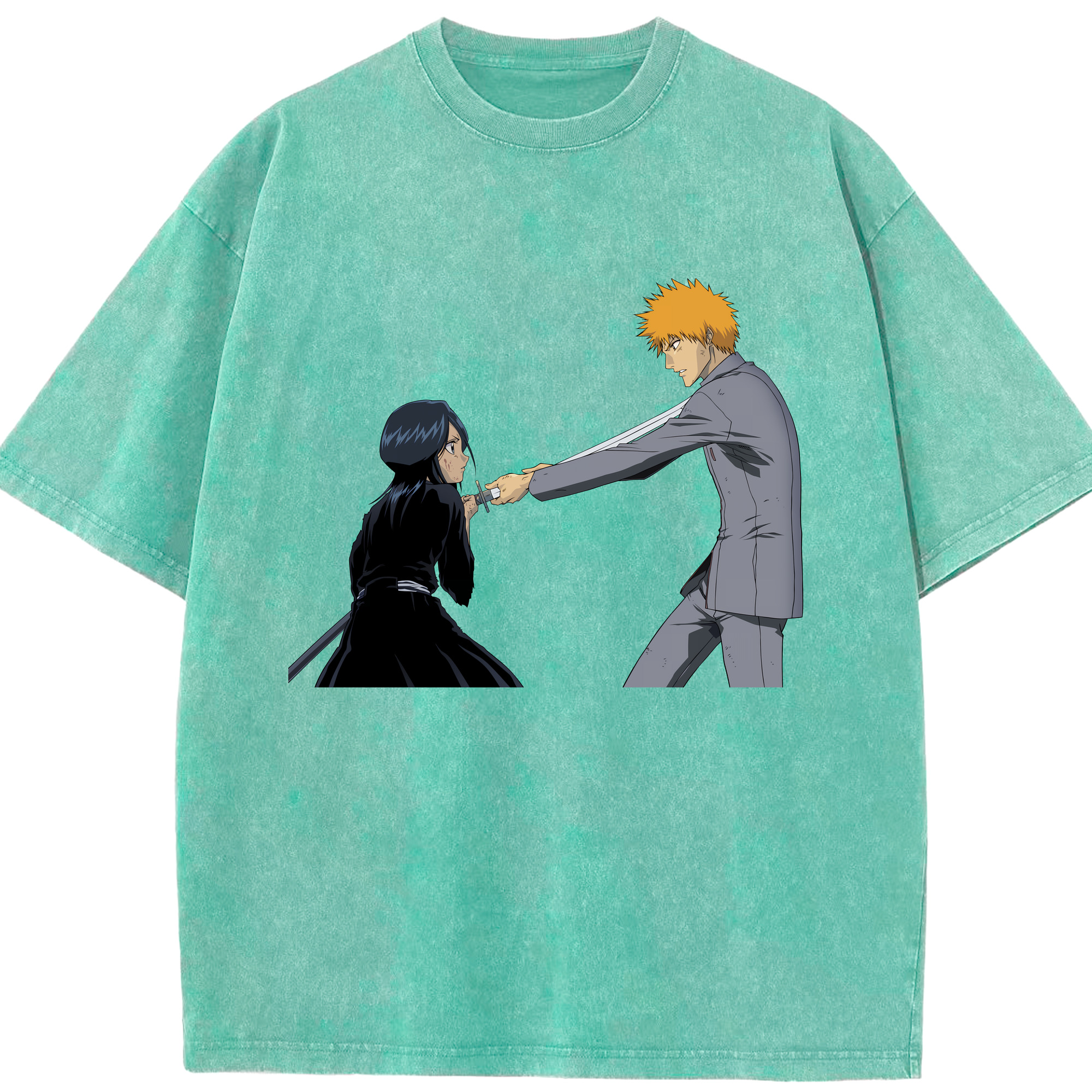 （画像用） ブリーチ 朽木ルキア BLEACH Kuchiki Rukia 綿100% ヴィンテージ風 半袖Tシャツ（フロントプリント）